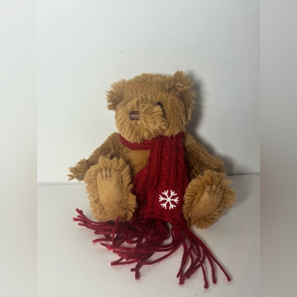 Bath & Body Works BBW Plush 5 1/2” Tan Brown Bear Red Scarf Stuffed Animal - Picture 2 of 13